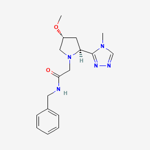 molecular formula C17H23N5O2 B6842263 N-benzyl-2-[(2S,4R)-4-methoxy-2-(4-methyl-1,2,4-triazol-3-yl)pyrrolidin-1-yl]acetamide 