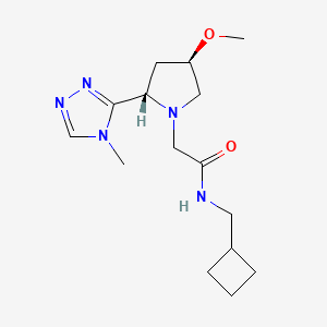 molecular formula C15H25N5O2 B6842748 N-(cyclobutylmethyl)-2-[(2S,4R)-4-methoxy-2-(4-methyl-1,2,4-triazol-3-yl)pyrrolidin-1-yl]acetamide 