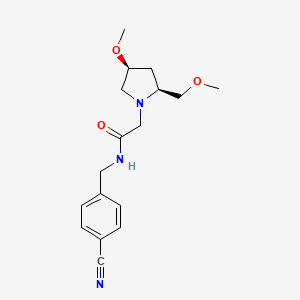 molecular formula C17H23N3O3 B6843029 N-[(4-cyanophenyl)methyl]-2-[(2S,4S)-4-methoxy-2-(methoxymethyl)pyrrolidin-1-yl]acetamide 