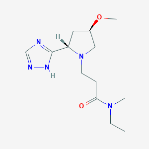 molecular formula C13H23N5O2 B6843521 N-ethyl-3-[(2S,4R)-4-methoxy-2-(1H-1,2,4-triazol-5-yl)pyrrolidin-1-yl]-N-methylpropanamide 