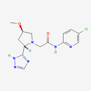molecular formula C14H17ClN6O2 B6843525 N-(5-chloropyridin-2-yl)-2-[(2S,4R)-4-methoxy-2-(1H-1,2,4-triazol-5-yl)pyrrolidin-1-yl]acetamide 