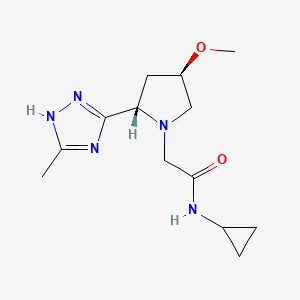 molecular formula C13H21N5O2 B6843713 N-cyclopropyl-2-[(2S,4R)-4-methoxy-2-(5-methyl-1H-1,2,4-triazol-3-yl)pyrrolidin-1-yl]acetamide 
