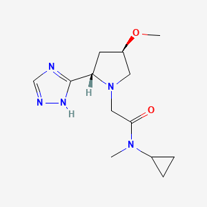 molecular formula C13H21N5O2 B6843754 N-cyclopropyl-2-[(2S,4R)-4-methoxy-2-(1H-1,2,4-triazol-5-yl)pyrrolidin-1-yl]-N-methylacetamide 