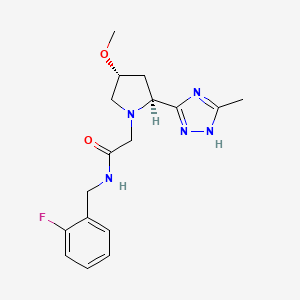 molecular formula C17H22FN5O2 B6844128 N-[(2-fluorophenyl)methyl]-2-[(2S,4R)-4-methoxy-2-(5-methyl-1H-1,2,4-triazol-3-yl)pyrrolidin-1-yl]acetamide 