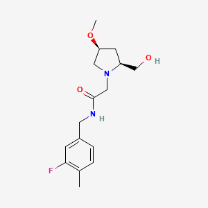 molecular formula C16H23FN2O3 B6844248 N-[(3-fluoro-4-methylphenyl)methyl]-2-[(2S,4S)-2-(hydroxymethyl)-4-methoxypyrrolidin-1-yl]acetamide 
