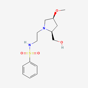 molecular formula C14H22N2O4S B6844276 N-[2-[(2S,4S)-2-(hydroxymethyl)-4-methoxypyrrolidin-1-yl]ethyl]benzenesulfonamide 