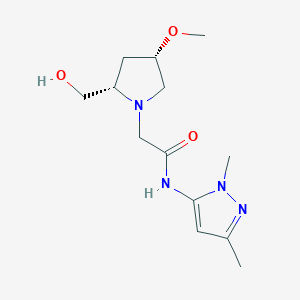 molecular formula C13H22N4O3 B6844389 N-(2,5-dimethylpyrazol-3-yl)-2-[(2S,4S)-2-(hydroxymethyl)-4-methoxypyrrolidin-1-yl]acetamide 