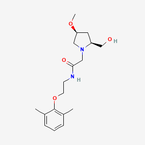 molecular formula C18H28N2O4 B6844414 N-[2-(2,6-dimethylphenoxy)ethyl]-2-[(2S,4S)-2-(hydroxymethyl)-4-methoxypyrrolidin-1-yl]acetamide 