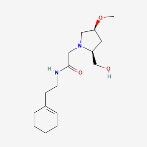 molecular formula C16H28N2O3 B6844440 N-[2-(cyclohexen-1-yl)ethyl]-2-[(2S,4S)-2-(hydroxymethyl)-4-methoxypyrrolidin-1-yl]acetamide 