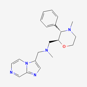molecular formula C20H25N5O B6845679 N-(imidazo[1,2-a]pyrazin-3-ylmethyl)-N-methyl-1-[(2S,3S)-4-methyl-3-phenylmorpholin-2-yl]methanamine 