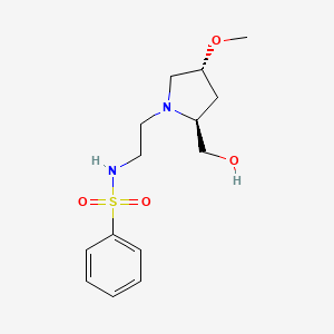 molecular formula C14H22N2O4S B6846080 N-[2-[(2S,4R)-2-(hydroxymethyl)-4-methoxypyrrolidin-1-yl]ethyl]benzenesulfonamide 