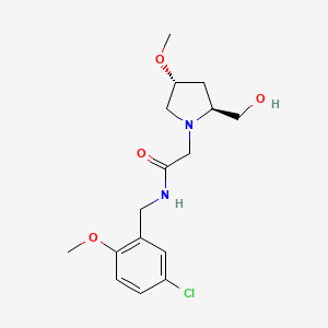 molecular formula C16H23ClN2O4 B6846115 N-[(5-chloro-2-methoxyphenyl)methyl]-2-[(2S,4R)-2-(hydroxymethyl)-4-methoxypyrrolidin-1-yl]acetamide 