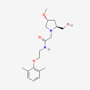 molecular formula C18H28N2O4 B6846145 N-[2-(2,6-dimethylphenoxy)ethyl]-2-[(2S,4R)-2-(hydroxymethyl)-4-methoxypyrrolidin-1-yl]acetamide 