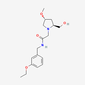 molecular formula C17H26N2O4 B6846152 N-[(3-ethoxyphenyl)methyl]-2-[(2S,4R)-2-(hydroxymethyl)-4-methoxypyrrolidin-1-yl]acetamide 