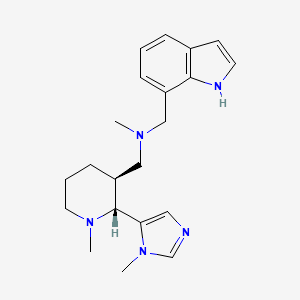 molecular formula C21H29N5 B6846427 N-(1H-indol-7-ylmethyl)-N-methyl-1-[(2R,3S)-1-methyl-2-(3-methylimidazol-4-yl)piperidin-3-yl]methanamine 