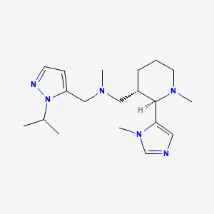 molecular formula C19H32N6 B6846640 N-methyl-1-[(2R,3S)-1-methyl-2-(3-methylimidazol-4-yl)piperidin-3-yl]-N-[(2-propan-2-ylpyrazol-3-yl)methyl]methanamine 