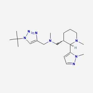 molecular formula C19H33N7 B6846783 N-[(1-tert-butyltriazol-4-yl)methyl]-N-methyl-1-[(2R,3S)-1-methyl-2-(2-methylpyrazol-3-yl)piperidin-3-yl]methanamine 