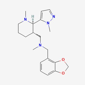 molecular formula C20H28N4O2 B6846788 N-(1,3-benzodioxol-4-ylmethyl)-N-methyl-1-[(2R,3S)-1-methyl-2-(2-methylpyrazol-3-yl)piperidin-3-yl]methanamine 