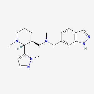 molecular formula C20H28N6 B6846902 N-(1H-indazol-6-ylmethyl)-N-methyl-1-[(2R,3S)-1-methyl-2-(2-methylpyrazol-3-yl)piperidin-3-yl]methanamine 