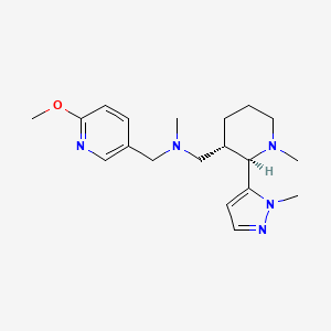 molecular formula C19H29N5O B6847183 N-[(6-methoxypyridin-3-yl)methyl]-N-methyl-1-[(2R,3S)-1-methyl-2-(2-methylpyrazol-3-yl)piperidin-3-yl]methanamine 