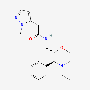 molecular formula C19H26N4O2 B6847424 N-[[(2S,3S)-4-ethyl-3-phenylmorpholin-2-yl]methyl]-2-(2-methylpyrazol-3-yl)acetamide 