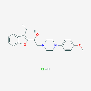 molecular formula C23H29ClN2O3 B068475 alpha-(3-Ethyl-2-benzofuranyl)-4-(4-methoxyphenyl)-1-piperazineethanol monohydrochloride CAS No. 194099-60-0