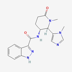 molecular formula C18H20N6O2 B6847759 N-[(2R,3R)-1-methyl-2-(3-methylimidazol-4-yl)-6-oxopiperidin-3-yl]-1H-indazole-3-carboxamide 
