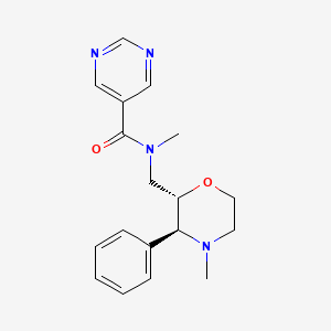 molecular formula C18H22N4O2 B6847767 N-methyl-N-[[(2S,3S)-4-methyl-3-phenylmorpholin-2-yl]methyl]pyrimidine-5-carboxamide 