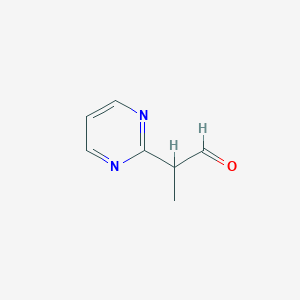 molecular formula C7H8N2O B068481 2-(Pyrimidin-2-yl)propanal CAS No. 191726-00-8