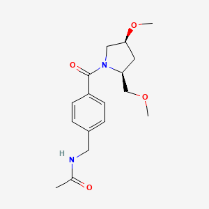 molecular formula C17H24N2O4 B6848514 N-[[4-[(2S,4S)-4-methoxy-2-(methoxymethyl)pyrrolidine-1-carbonyl]phenyl]methyl]acetamide 