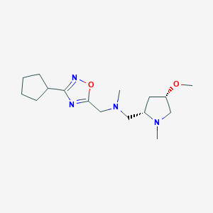 molecular formula C16H28N4O2 B6849166 N-[(3-cyclopentyl-1,2,4-oxadiazol-5-yl)methyl]-1-[(2S,4S)-4-methoxy-1-methylpyrrolidin-2-yl]-N-methylmethanamine 