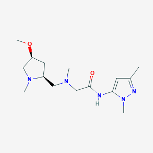 molecular formula C15H27N5O2 B6849217 N-(2,5-dimethylpyrazol-3-yl)-2-[[(2S,4S)-4-methoxy-1-methylpyrrolidin-2-yl]methyl-methylamino]acetamide 