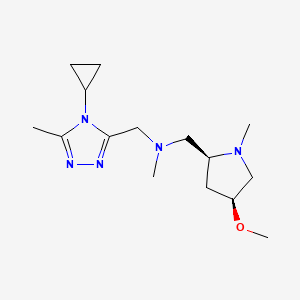 molecular formula C15H27N5O B6849227 N-[(4-cyclopropyl-5-methyl-1,2,4-triazol-3-yl)methyl]-1-[(2S,4S)-4-methoxy-1-methylpyrrolidin-2-yl]-N-methylmethanamine 