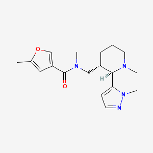 molecular formula C18H26N4O2 B6849422 N,5-dimethyl-N-[[(2R,3S)-1-methyl-2-(2-methylpyrazol-3-yl)piperidin-3-yl]methyl]furan-3-carboxamide 