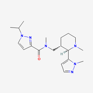 molecular formula C19H30N6O B6849425 N-methyl-N-[[(2R,3S)-1-methyl-2-(2-methylpyrazol-3-yl)piperidin-3-yl]methyl]-1-propan-2-ylpyrazole-3-carboxamide 