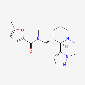 molecular formula C18H26N4O2 B6849470 N,5-dimethyl-N-[[(2R,3S)-1-methyl-2-(2-methylpyrazol-3-yl)piperidin-3-yl]methyl]furan-2-carboxamide 