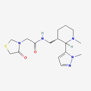 molecular formula C16H25N5O2S B6849478 N-[[(2R,3S)-1-methyl-2-(2-methylpyrazol-3-yl)piperidin-3-yl]methyl]-2-(4-oxo-1,3-thiazolidin-3-yl)acetamide 