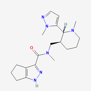 molecular formula C19H28N6O B6849491 N-methyl-N-[[(2R,3S)-1-methyl-2-(2-methylpyrazol-3-yl)piperidin-3-yl]methyl]-1,4,5,6-tetrahydrocyclopenta[c]pyrazole-3-carboxamide 
