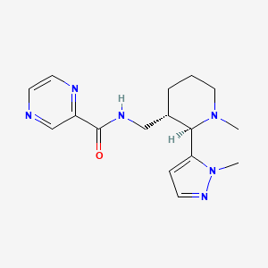 molecular formula C16H22N6O B6849529 N-[[(2R,3S)-1-methyl-2-(2-methylpyrazol-3-yl)piperidin-3-yl]methyl]pyrazine-2-carboxamide 