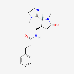 molecular formula C19H24N4O2 B6849598 N-[[(2R,3S)-1-methyl-2-(1-methylimidazol-2-yl)-5-oxopyrrolidin-3-yl]methyl]-3-phenylpropanamide 