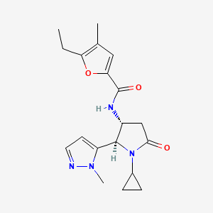 molecular formula C19H24N4O3 B6849667 N-[(2R,3R)-1-cyclopropyl-2-(2-methylpyrazol-3-yl)-5-oxopyrrolidin-3-yl]-5-ethyl-4-methylfuran-2-carboxamide 
