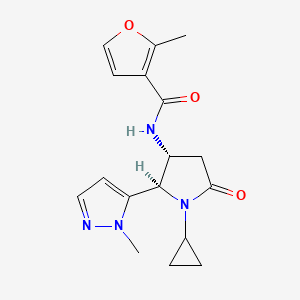 molecular formula C17H20N4O3 B6849743 N-[(2R,3R)-1-cyclopropyl-2-(2-methylpyrazol-3-yl)-5-oxopyrrolidin-3-yl]-2-methylfuran-3-carboxamide 