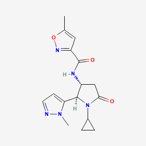 molecular formula C16H19N5O3 B6849833 N-[(2R,3R)-1-cyclopropyl-2-(2-methylpyrazol-3-yl)-5-oxopyrrolidin-3-yl]-5-methyl-1,2-oxazole-3-carboxamide 