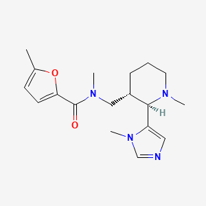 molecular formula C18H26N4O2 B6850930 N,5-dimethyl-N-[[(2R,3S)-1-methyl-2-(3-methylimidazol-4-yl)piperidin-3-yl]methyl]furan-2-carboxamide 