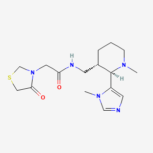 molecular formula C16H25N5O2S B6850936 N-[[(2R,3S)-1-methyl-2-(3-methylimidazol-4-yl)piperidin-3-yl]methyl]-2-(4-oxo-1,3-thiazolidin-3-yl)acetamide 