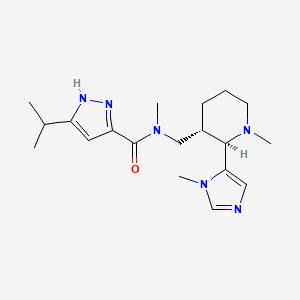 molecular formula C19H30N6O B6851024 N-methyl-N-[[(2R,3S)-1-methyl-2-(3-methylimidazol-4-yl)piperidin-3-yl]methyl]-5-propan-2-yl-1H-pyrazole-3-carboxamide 