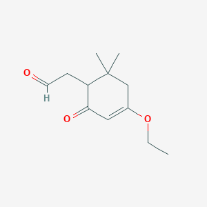 molecular formula C12H18O3 B068530 2-(4-Ethoxy-6,6-dimethyl-2-oxocyclohex-3-en-1-yl)acetaldehyde CAS No. 172685-92-6