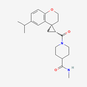 molecular formula C22H30N2O3 B6853054 N-methyl-1-[(1'R,4S)-6-propan-2-ylspiro[2,3-dihydrochromene-4,2'-cyclopropane]-1'-carbonyl]piperidine-4-carboxamide 