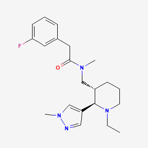 molecular formula C21H29FN4O B6853245 N-[[(2R,3S)-1-ethyl-2-(1-methylpyrazol-4-yl)piperidin-3-yl]methyl]-2-(3-fluorophenyl)-N-methylacetamide 