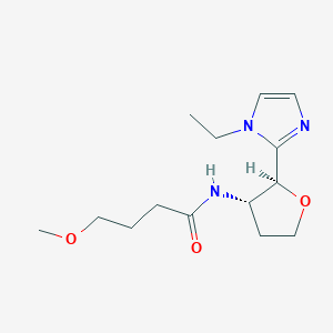 molecular formula C14H23N3O3 B6853564 N-[(2S,3S)-2-(1-ethylimidazol-2-yl)oxolan-3-yl]-4-methoxybutanamide 